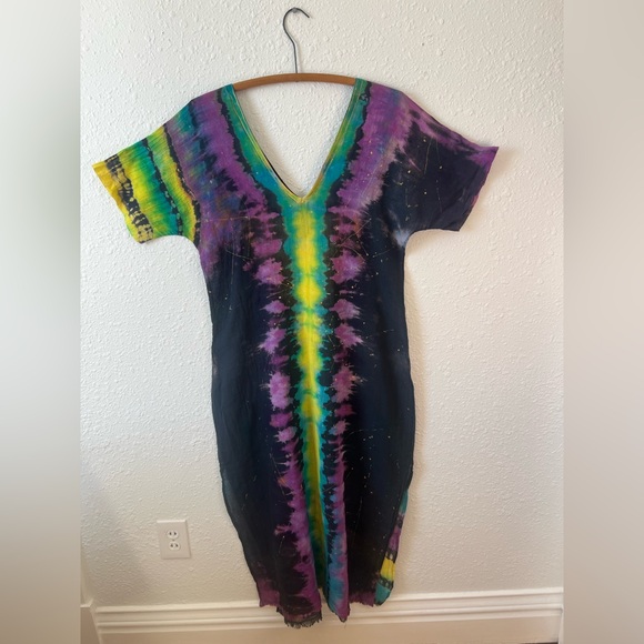 One-of-a-Kind Hand-Dyed Maxi Dress • Sayulita Mexico • Side Slits - Reversible - Picture 2 of 6